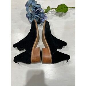 Steve Madden Suede Booties Block Heel Ankle Boots Black Zipper Size?7.5‎